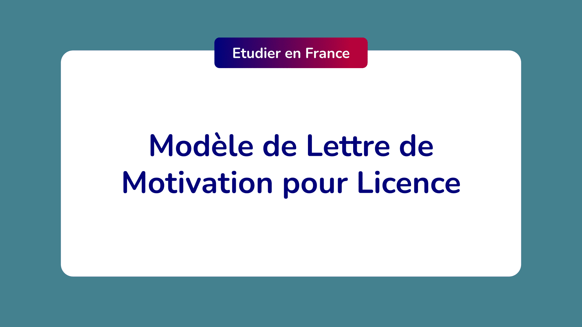 Modèle de lettre de motivation Licence - Modèle à suivre