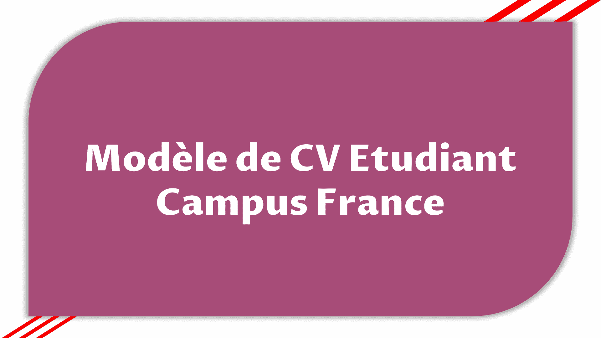 Modèle de CV Etudiant Campus France - Modèle Gratuit