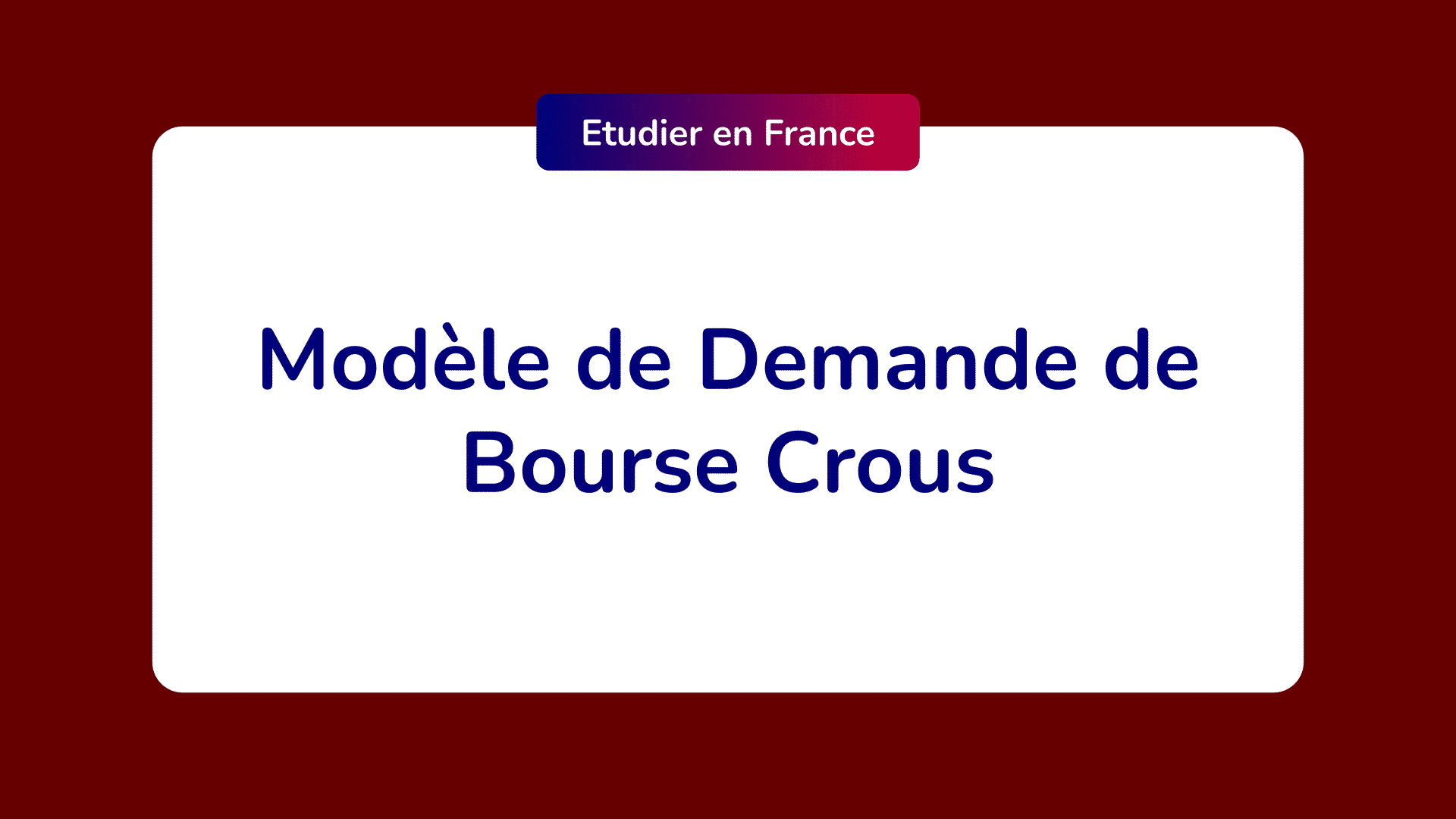 Demande de Bourse Crous