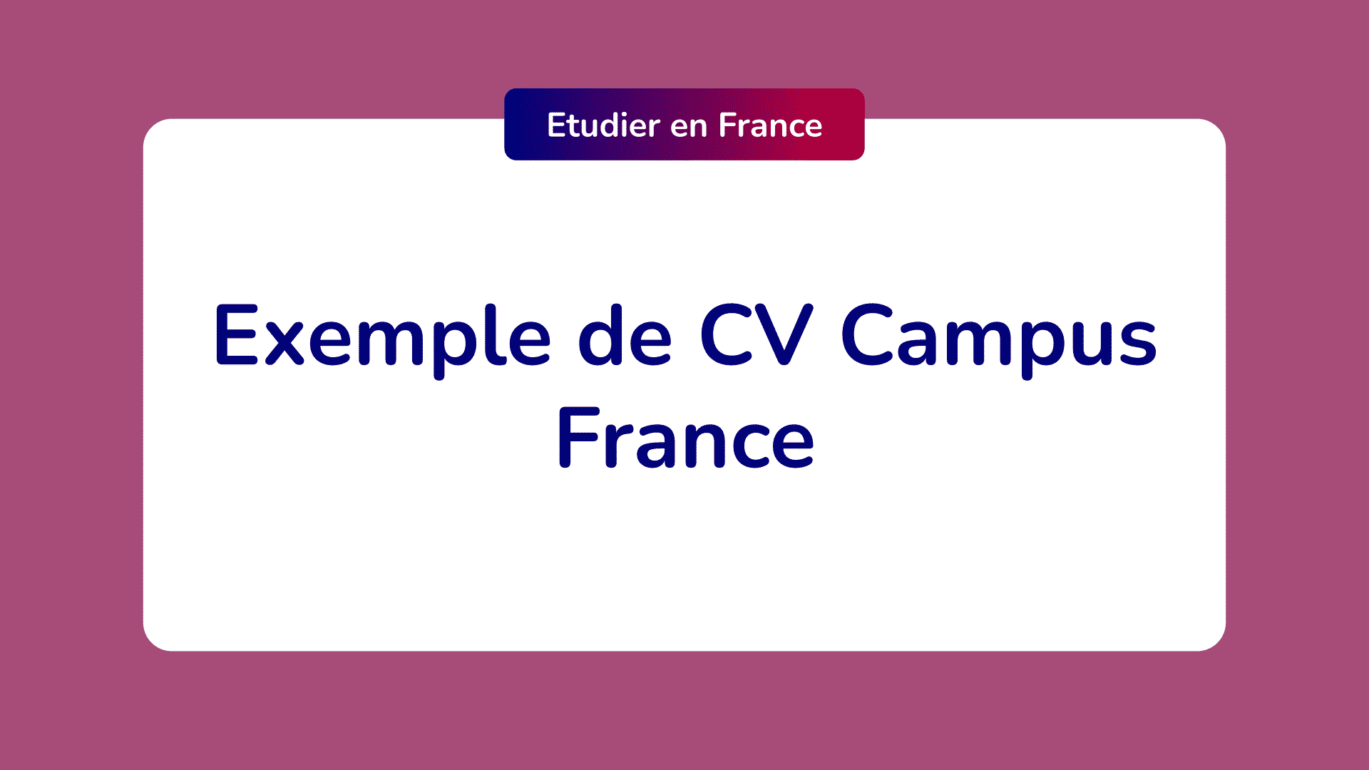 Exemple de CV Etudiant Campus France  Téléchargement Gratuit!