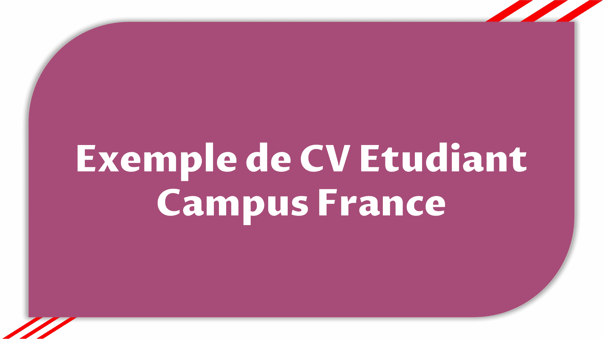 Exemple de CV Etudiant Campus France > Etudier en France