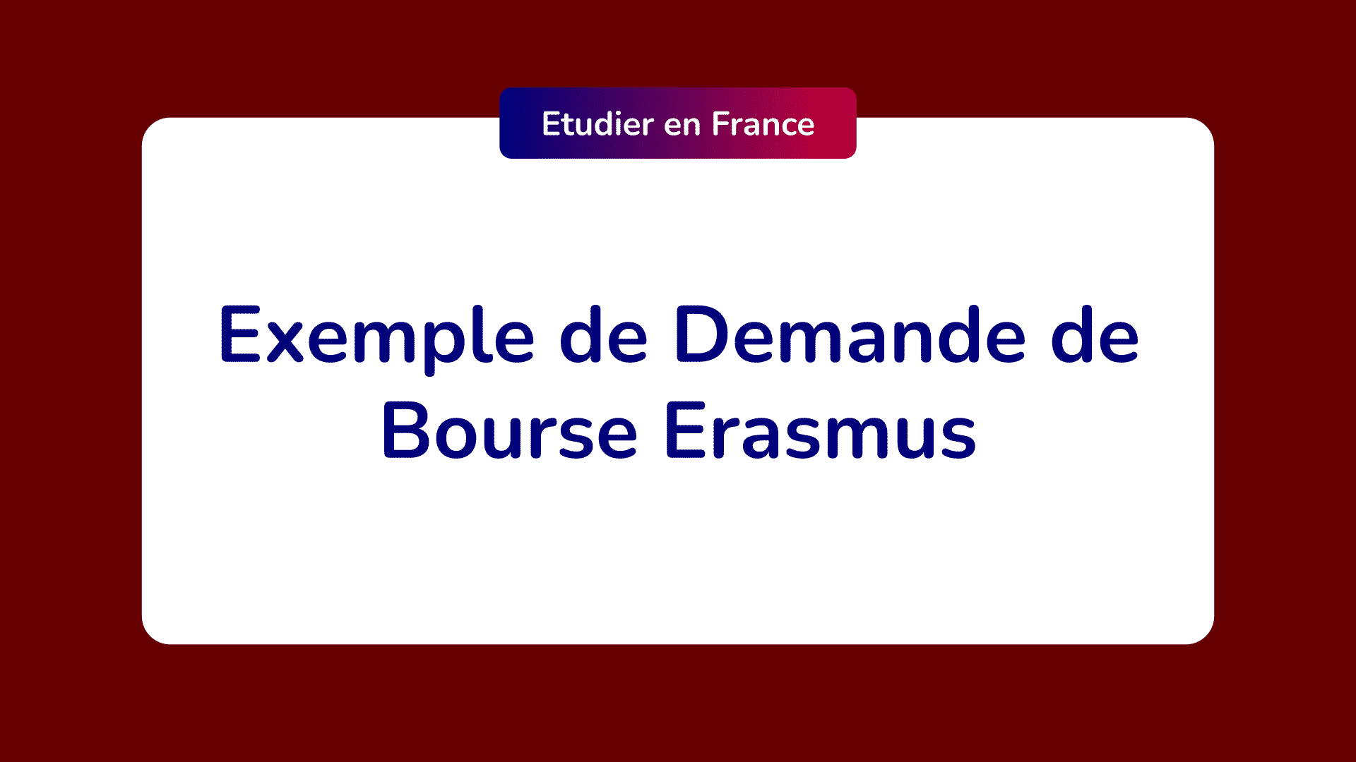 Exemple Demande de Bourse Erasmus  Exemple Gratuit