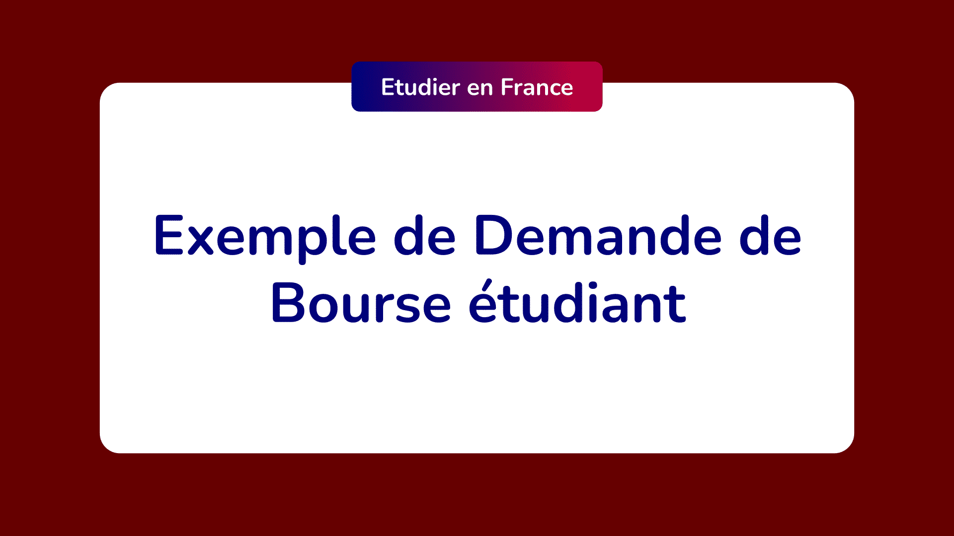 Exemple Demande de Bourse étudiant