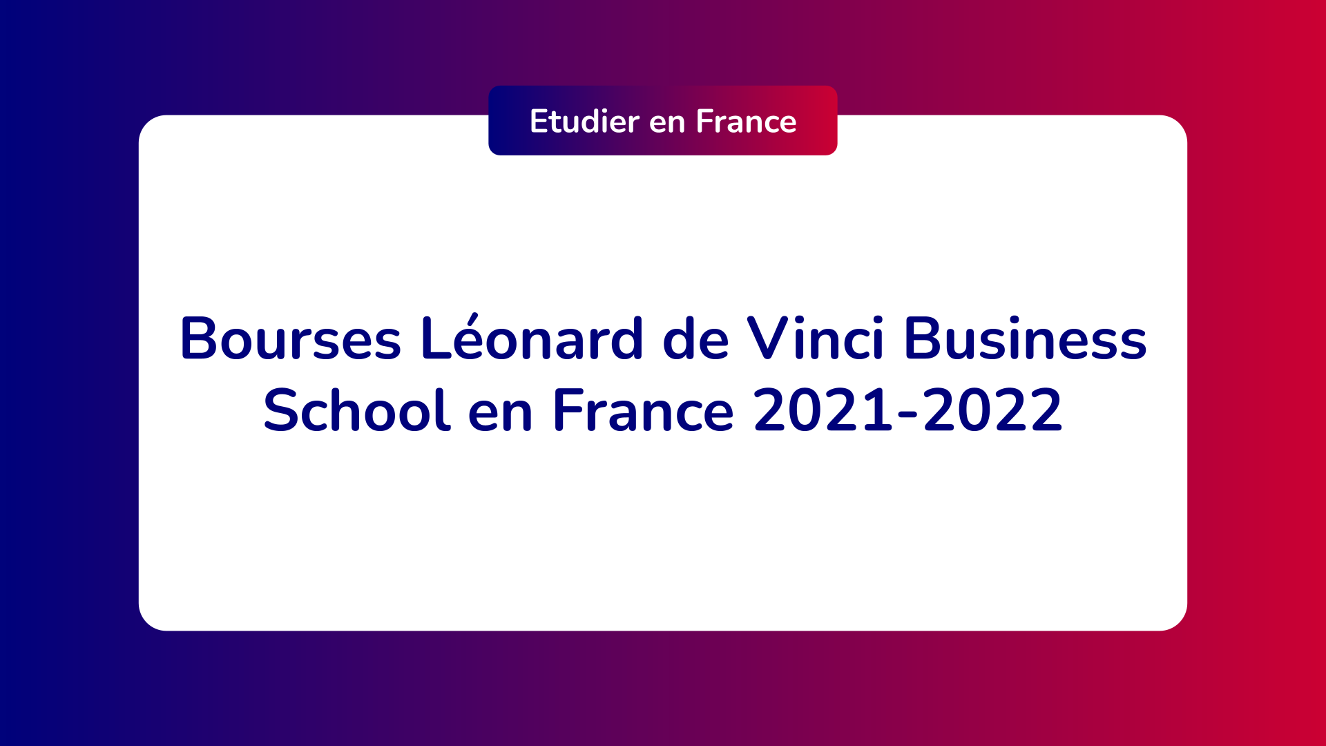 Bourses Léonard de Vinci Business School