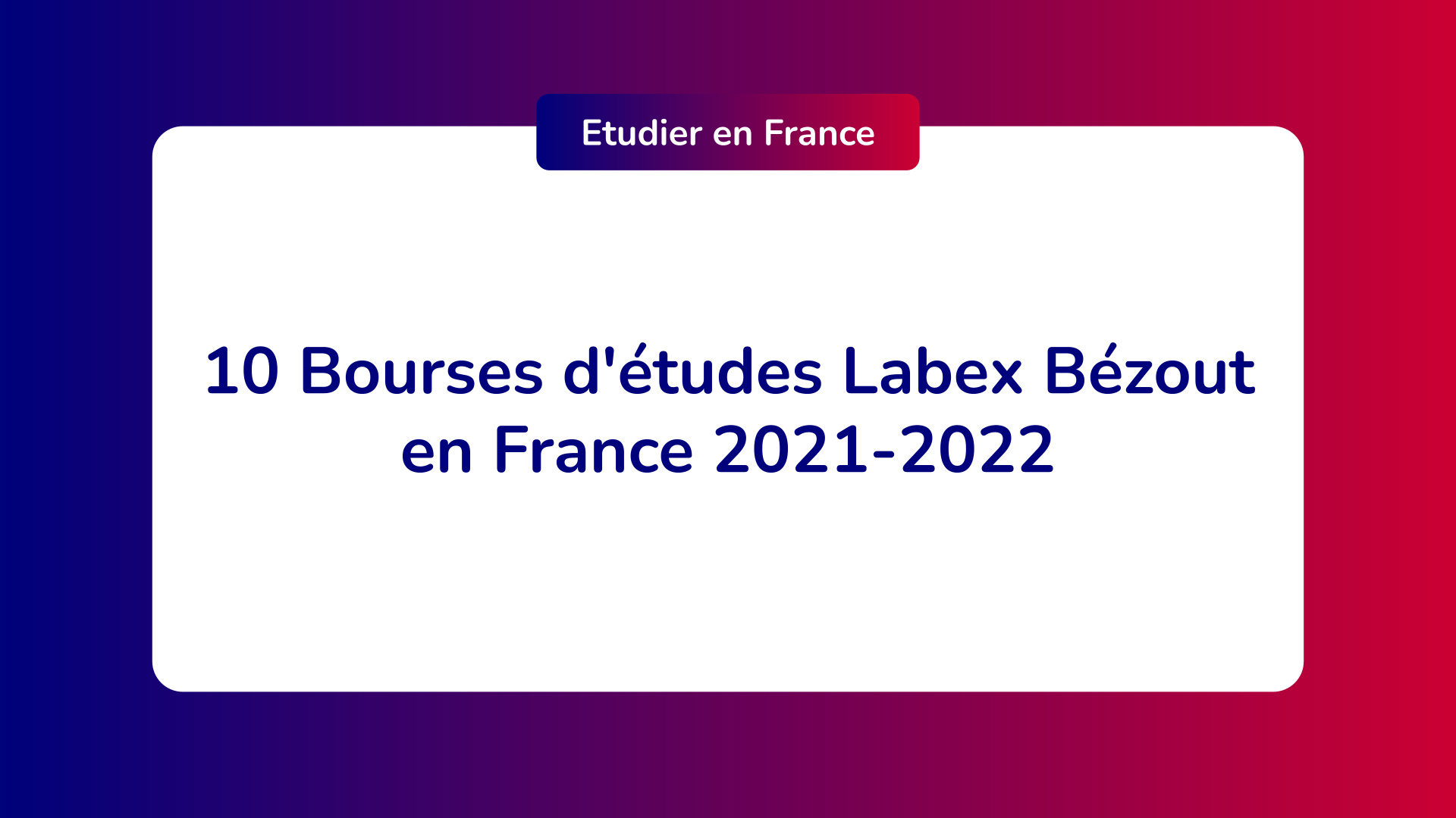 10 Bourses d'études Labex Bézout