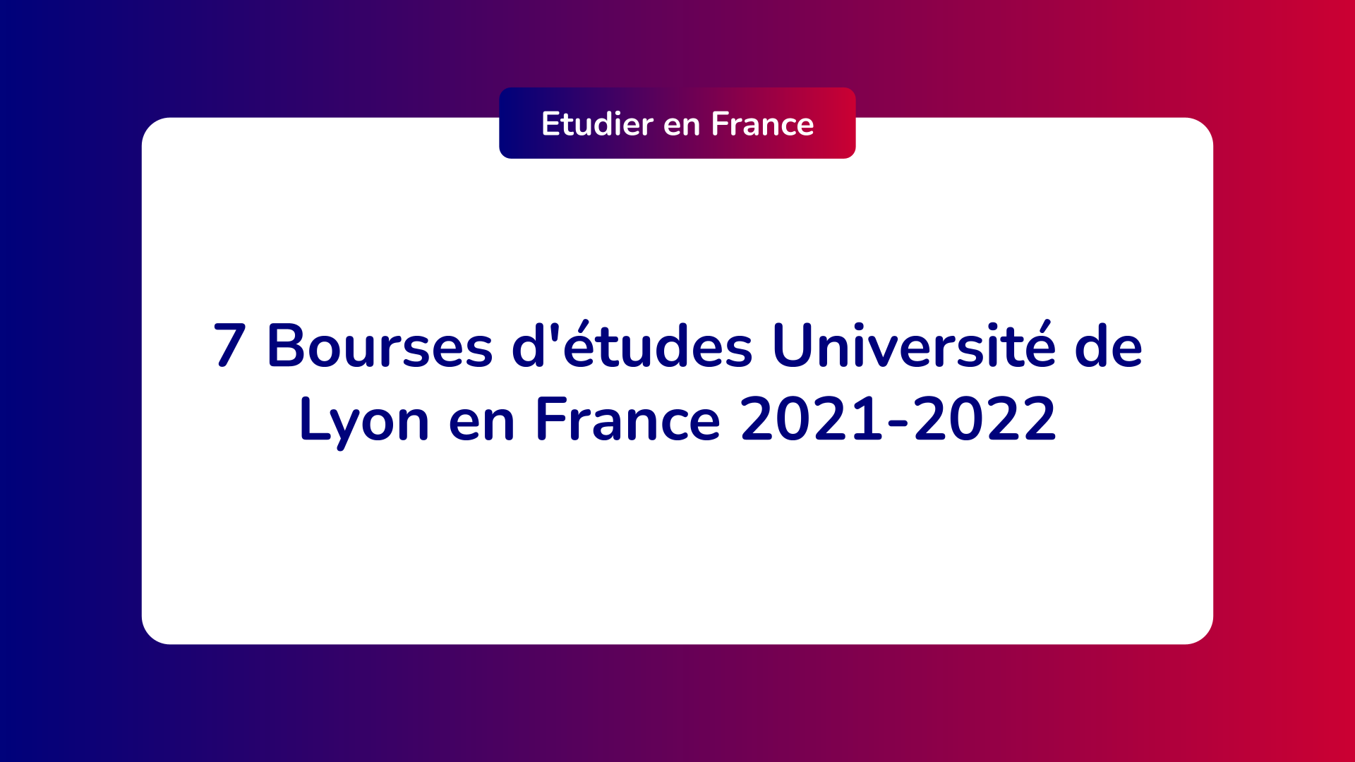 Bourses d'études Université de Lyon