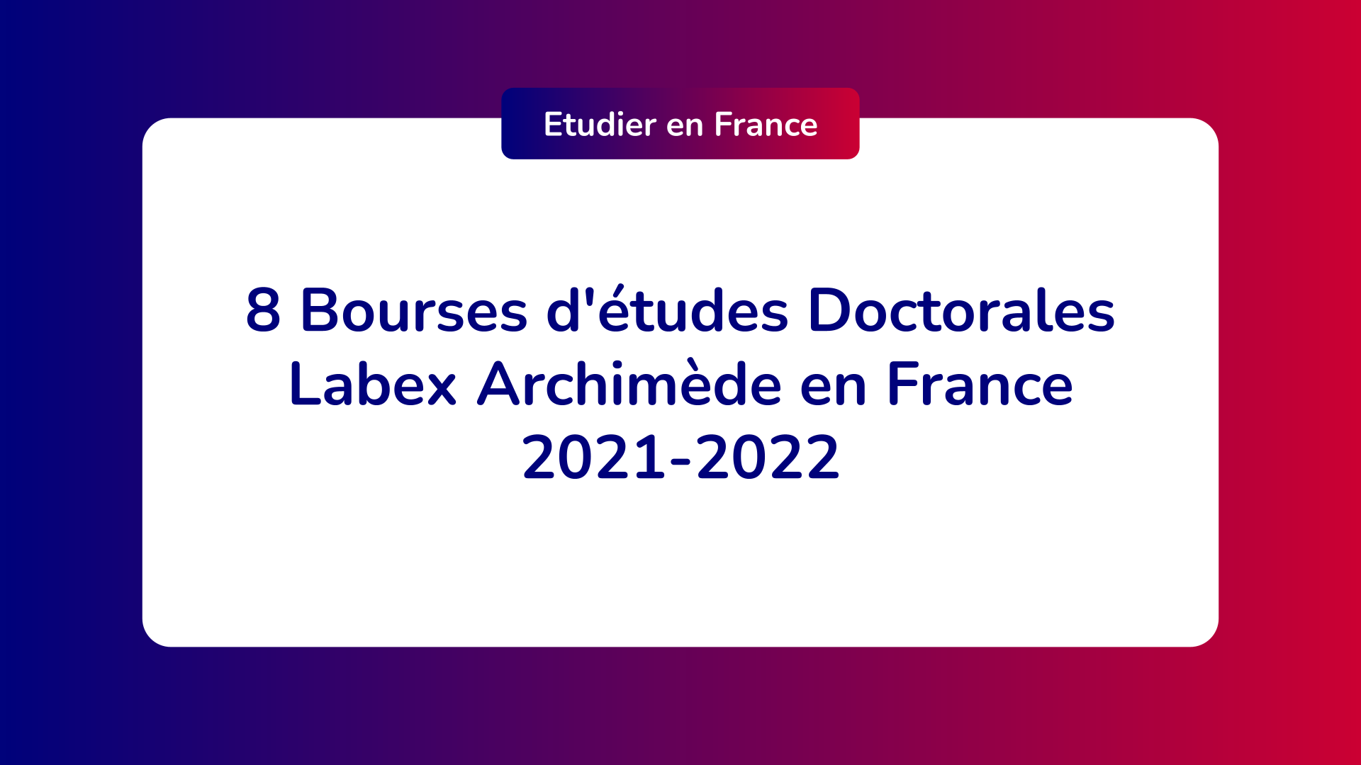 Bourses d'études Doctorales Labex Archimède
