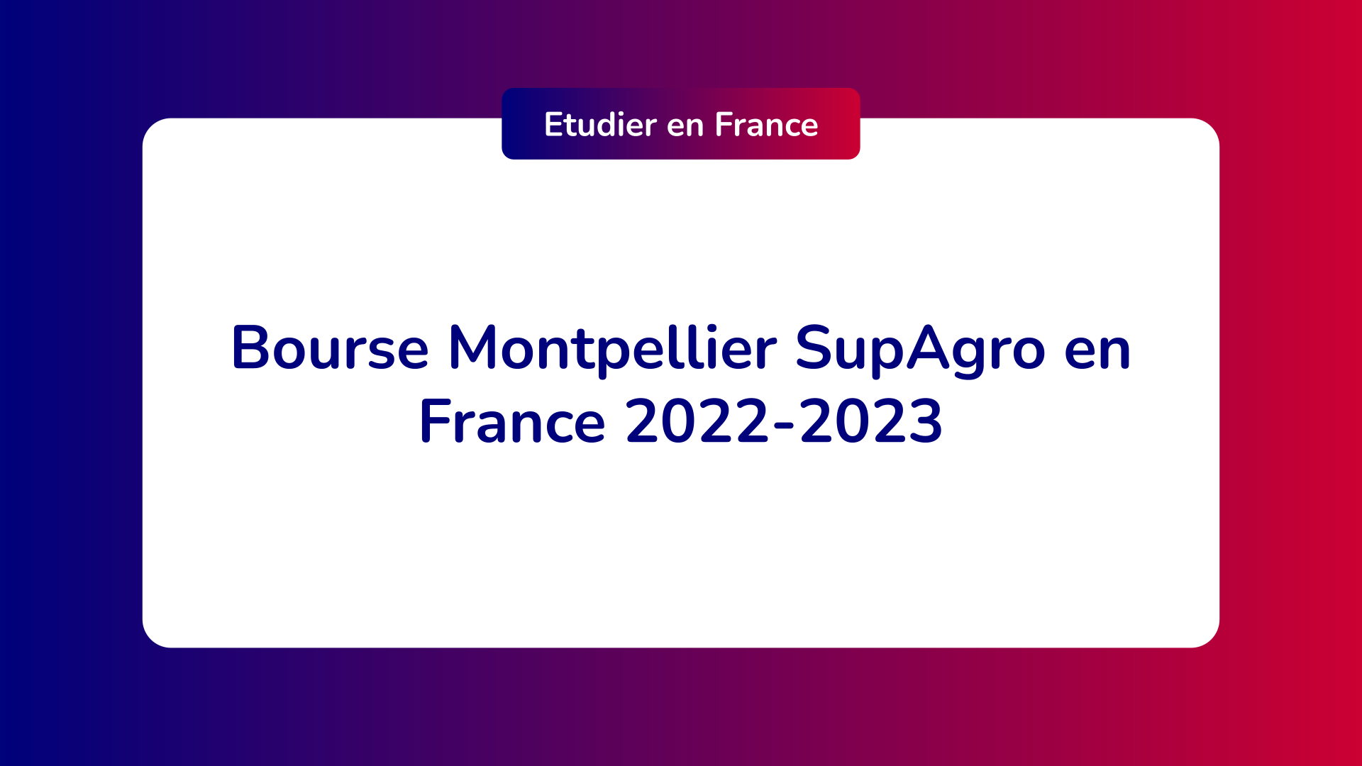 Bourse Montpellier SupAgro