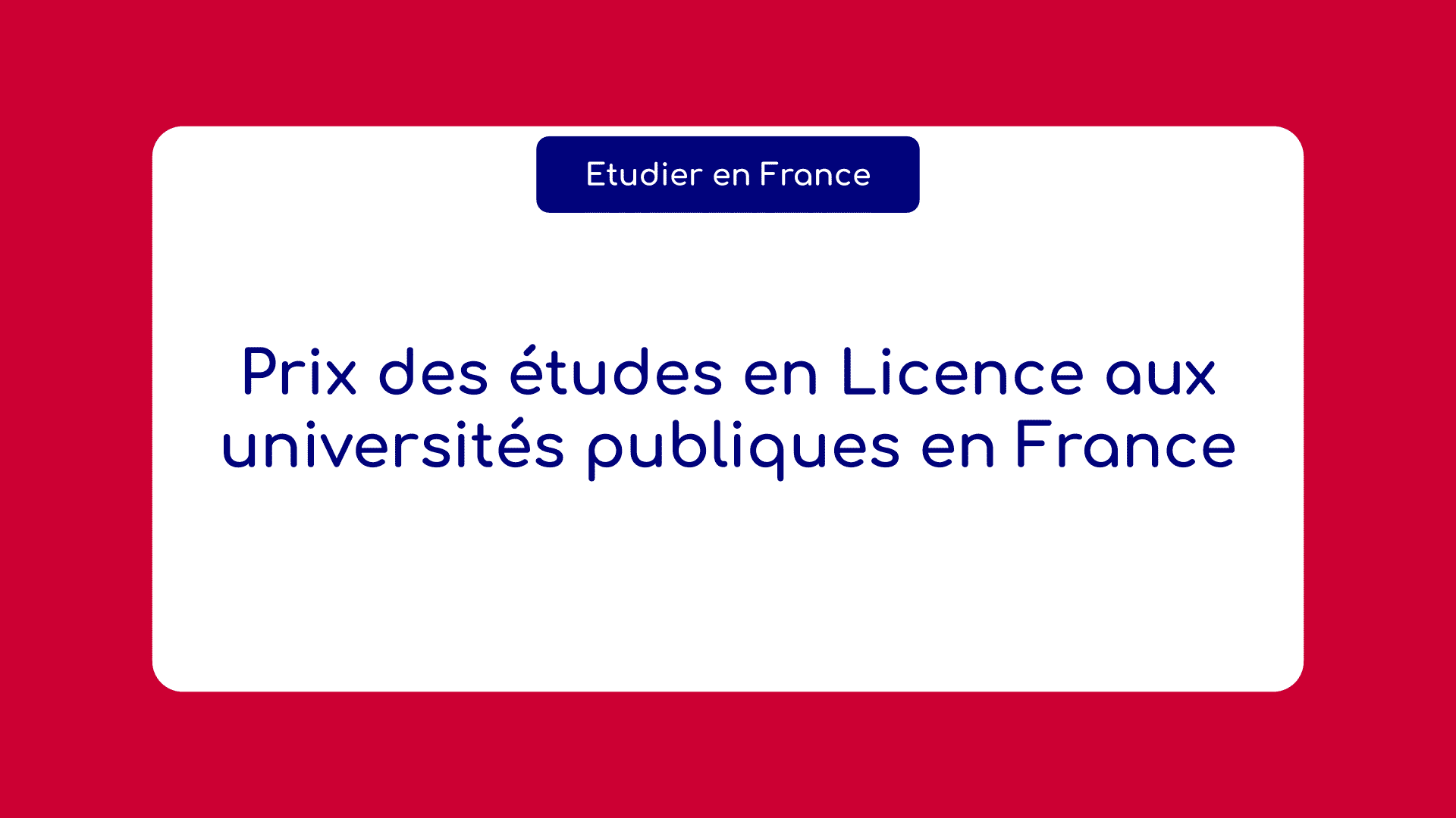 Prix des études en Licence aux universités publiques en France