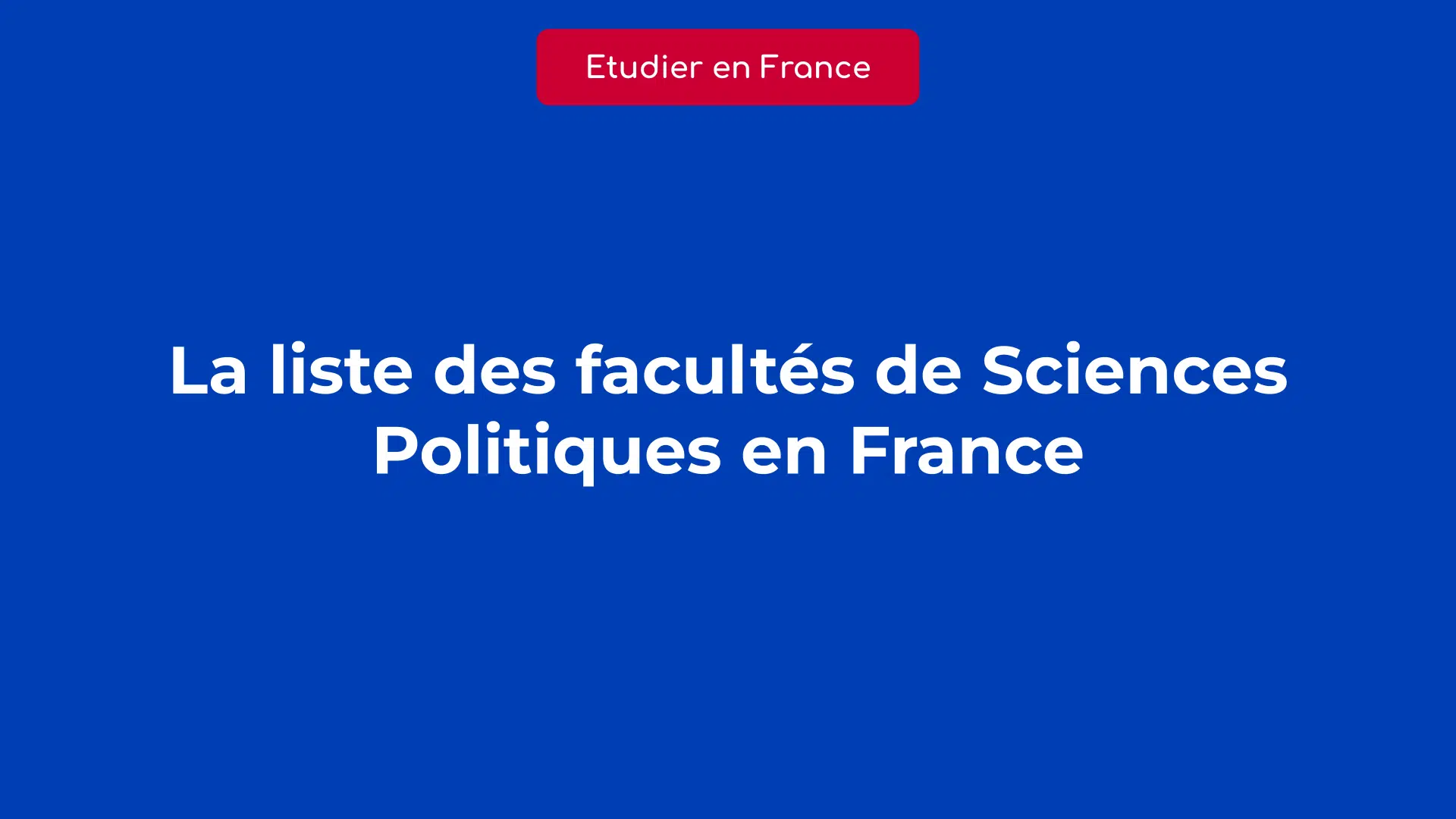 liste des facultés de Sciences Politiques en France