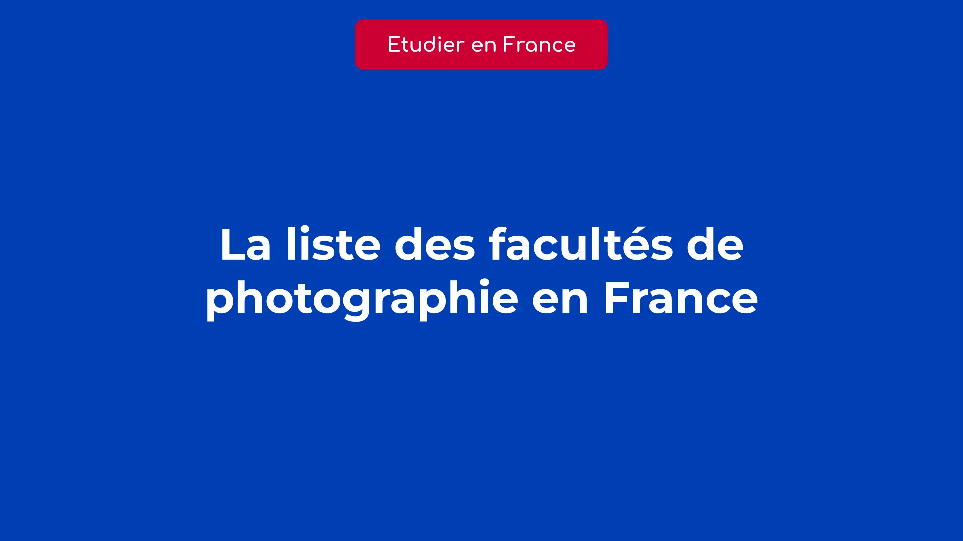 liste des facultés de photographie en France