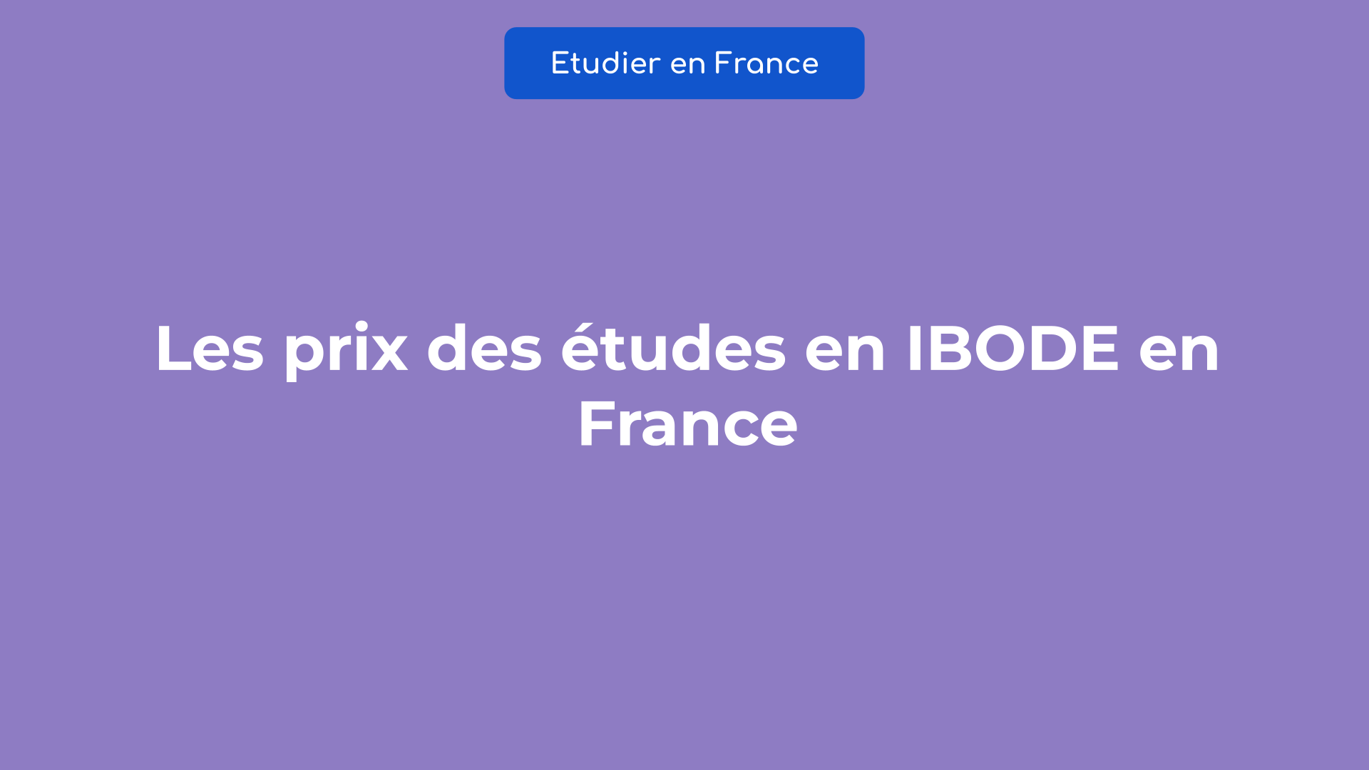 prix études IBODE en France